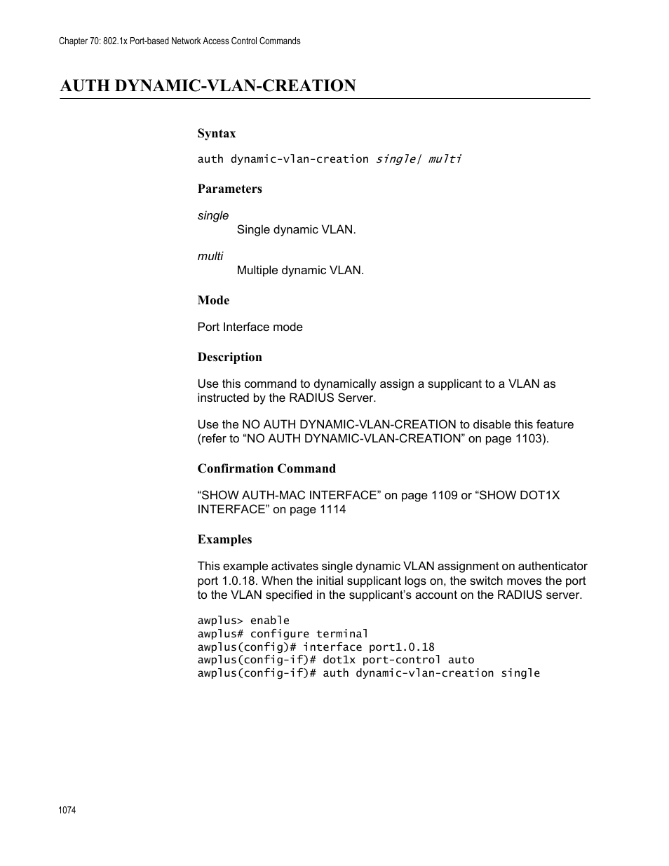 Auth dynamic-vlan-creation 4, Auth dynamic-vlan-creation | Allied Telesis AT-FS970M Series User Manual | Page 1074 / 1938