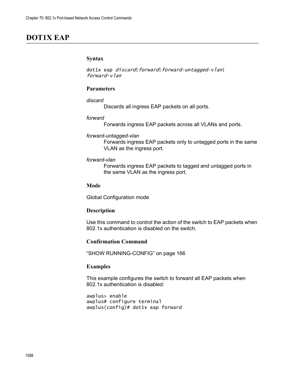 Dot1x eap 8, Dot1x eap | Allied Telesis AT-FS970M Series User Manual | Page 1088 / 1938