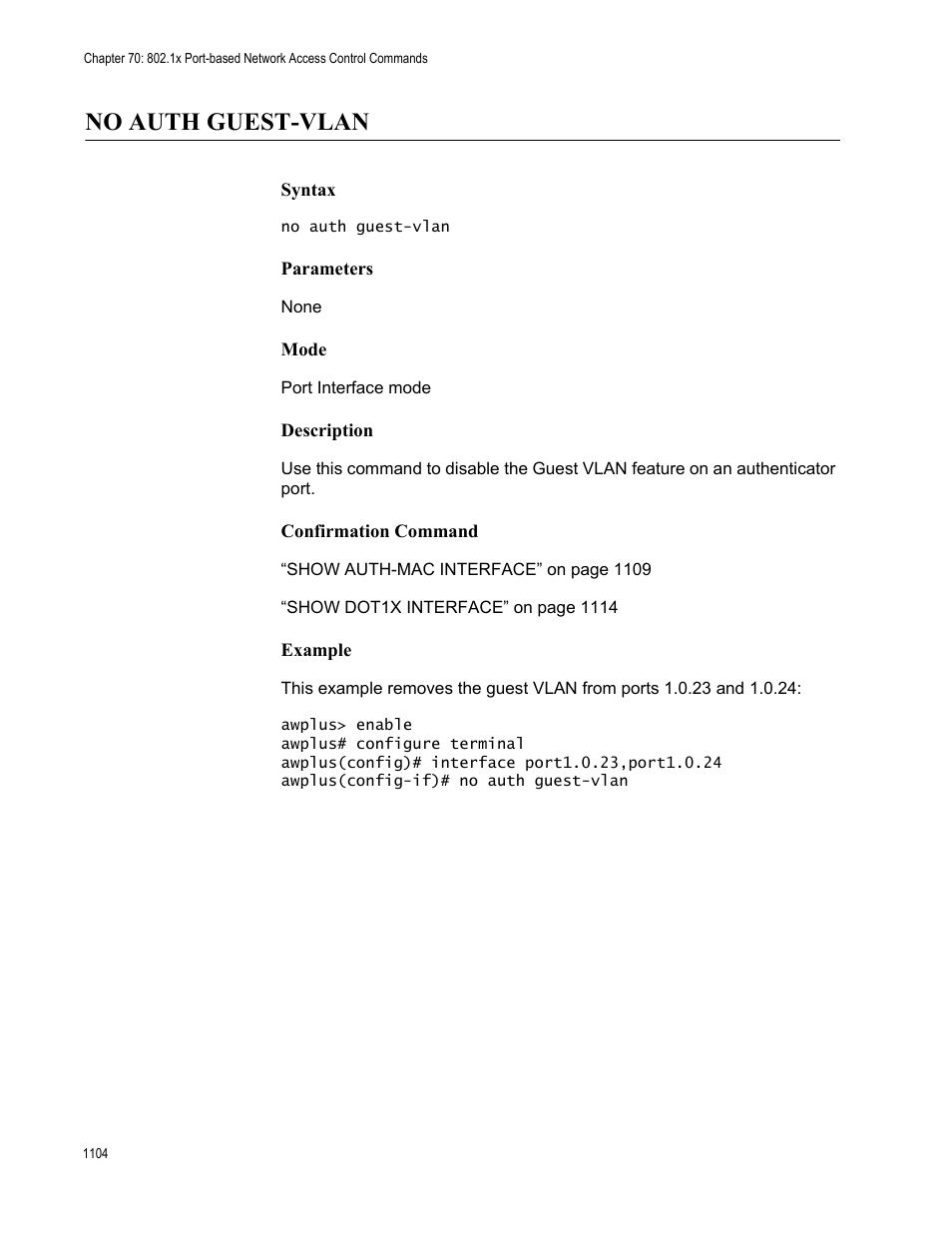 No auth guest-vlan 4, No auth guest-vlan | Allied Telesis AT-FS970M Series User Manual | Page 1104 / 1938