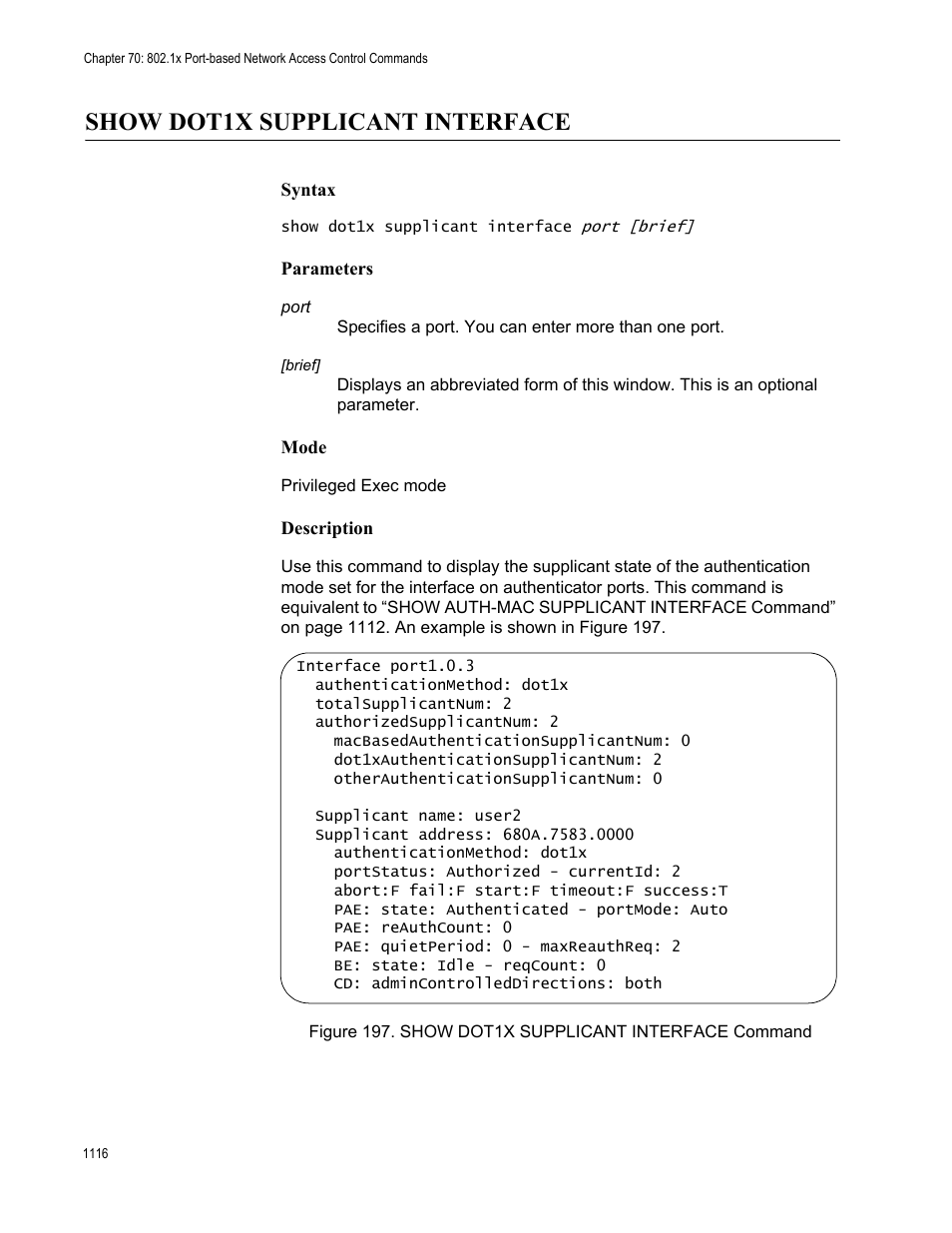 Show dot1x supplicant interface 6, Show dot1x supplicant interface | Allied Telesis AT-FS970M Series User Manual | Page 1116 / 1938