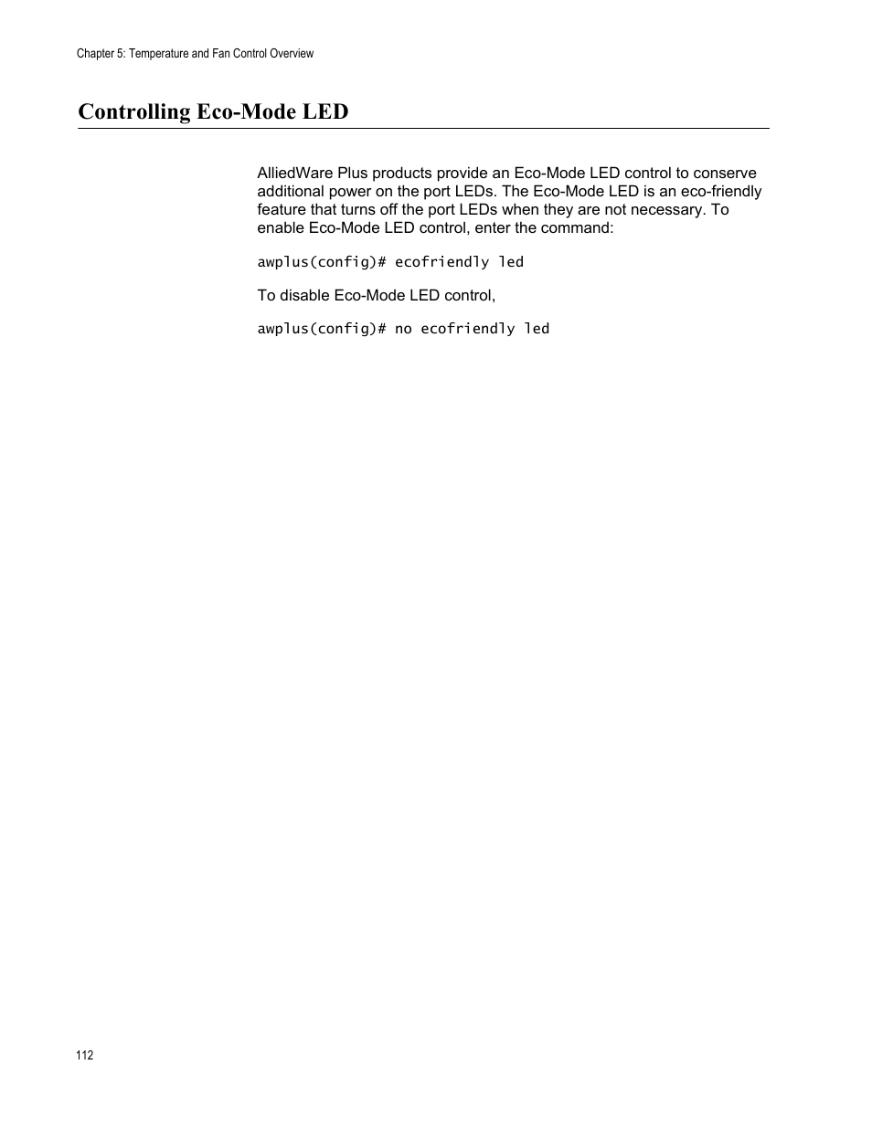 Controlling eco-mode led | Allied Telesis AT-FS970M Series User Manual | Page 112 / 1938