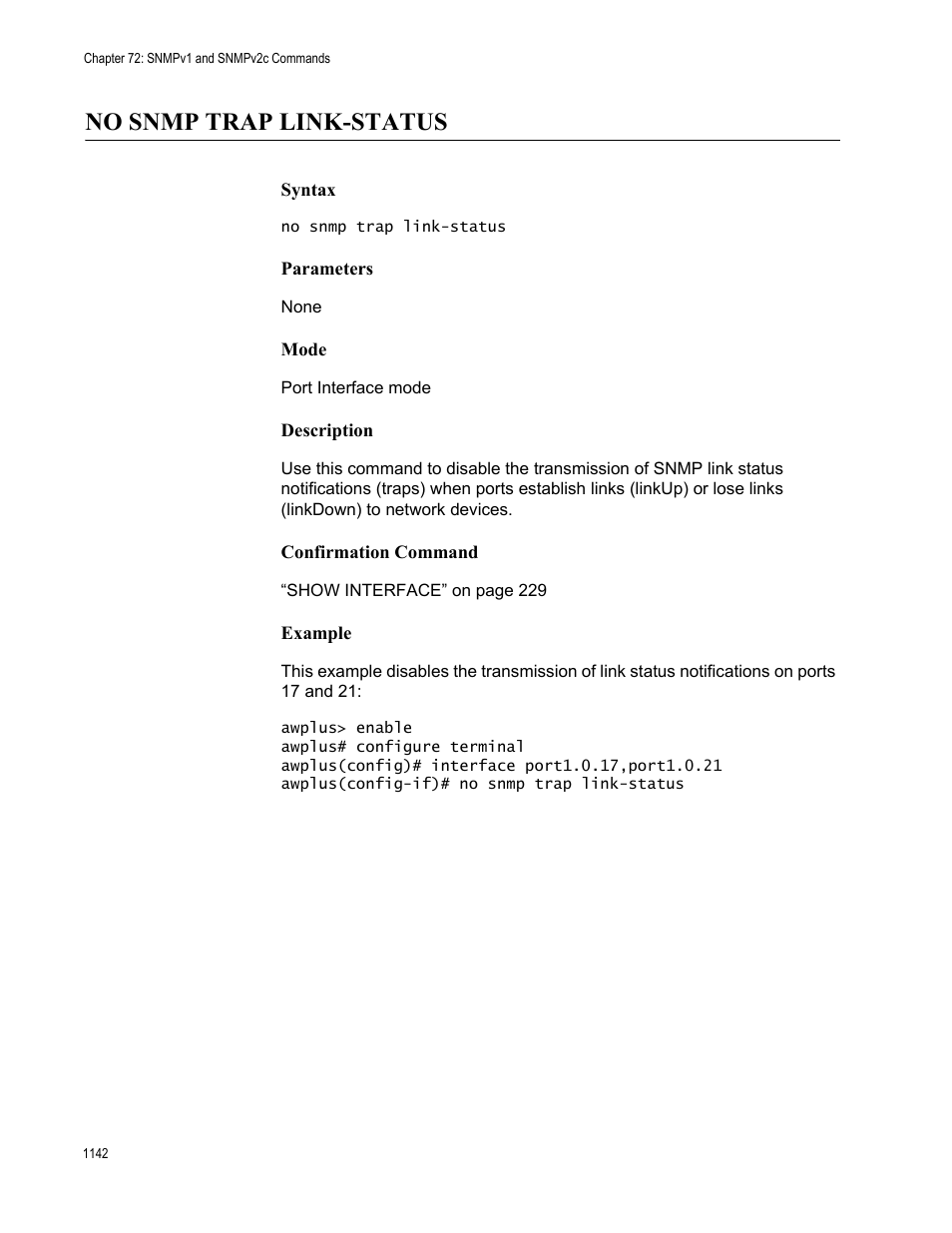 No snmp trap link-status 2, No snmp trap link-status | Allied Telesis AT-FS970M Series User Manual | Page 1142 / 1938