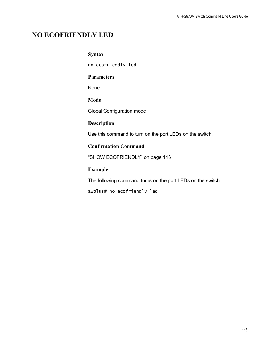 No ecofriendly led | Allied Telesis AT-FS970M Series User Manual | Page 115 / 1938