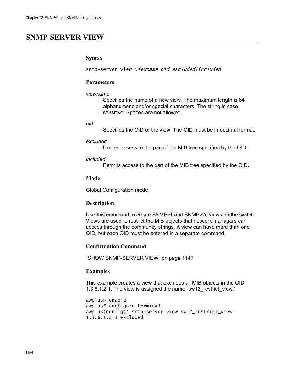Snmp-server view 4, Snmp-server view | Allied Telesis AT-FS970M Series User Manual | Page 1154 / 1938
