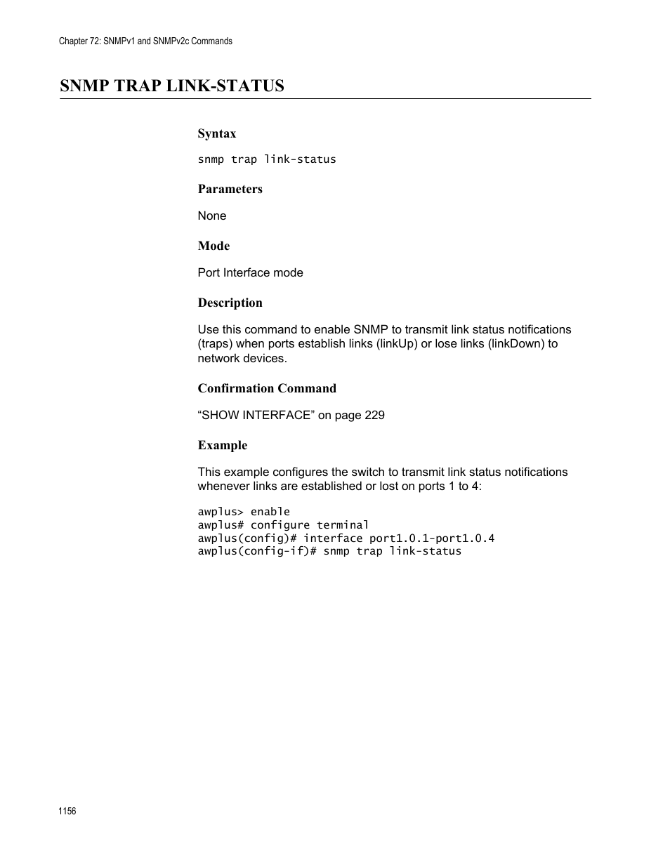 Snmp trap link-status 6, Snmp trap link-status | Allied Telesis AT-FS970M Series User Manual | Page 1156 / 1938