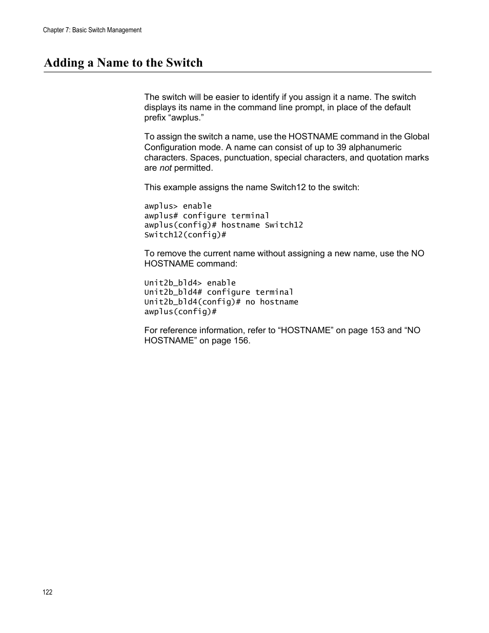 Adding a name to the switch | Allied Telesis AT-FS970M Series User Manual | Page 122 / 1938