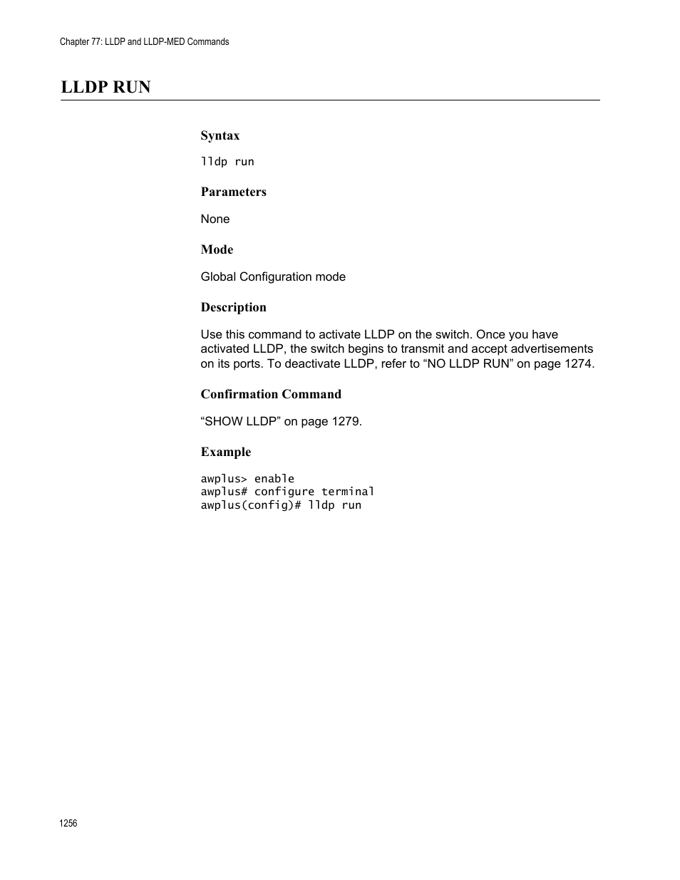 Lldp run 6, Lldp run | Allied Telesis AT-FS970M Series User Manual | Page 1256 / 1938