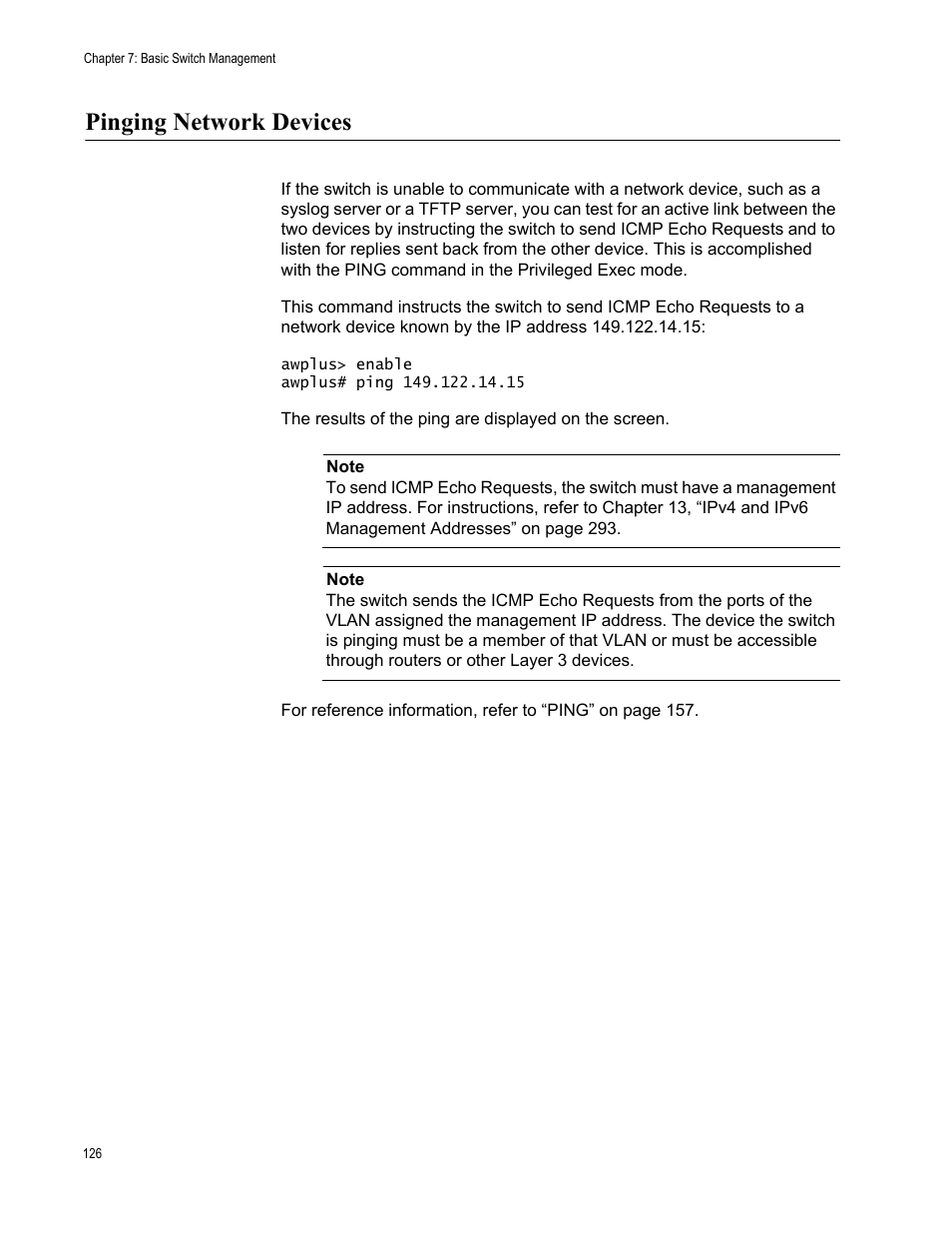 Pinging network devices | Allied Telesis AT-FS970M Series User Manual | Page 126 / 1938