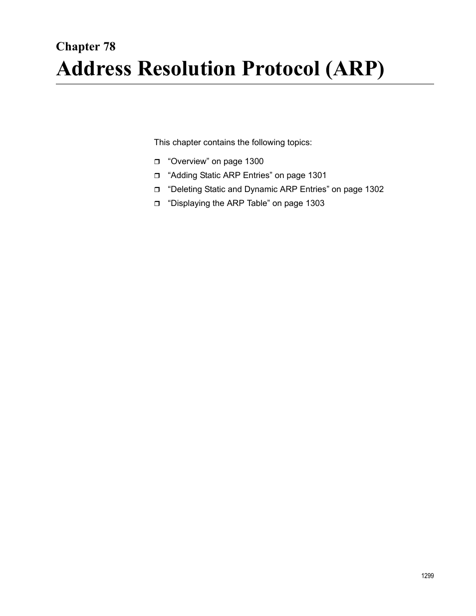 Chapter 78, Address resolution protocol (arp) | Allied Telesis AT-FS970M Series User Manual | Page 1299 / 1938