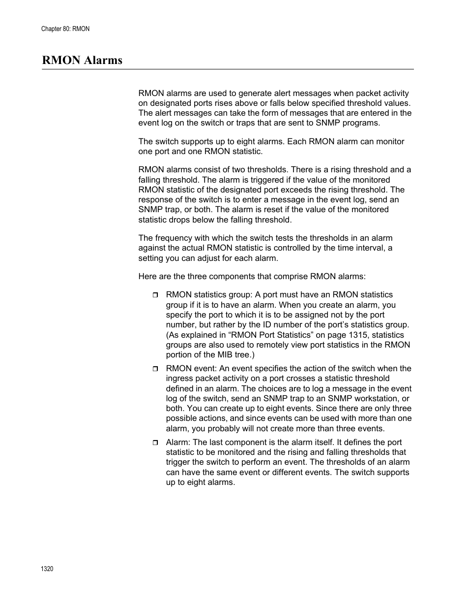 Rmon alarms 0, Rmon alarms | Allied Telesis AT-FS970M Series User Manual | Page 1320 / 1938