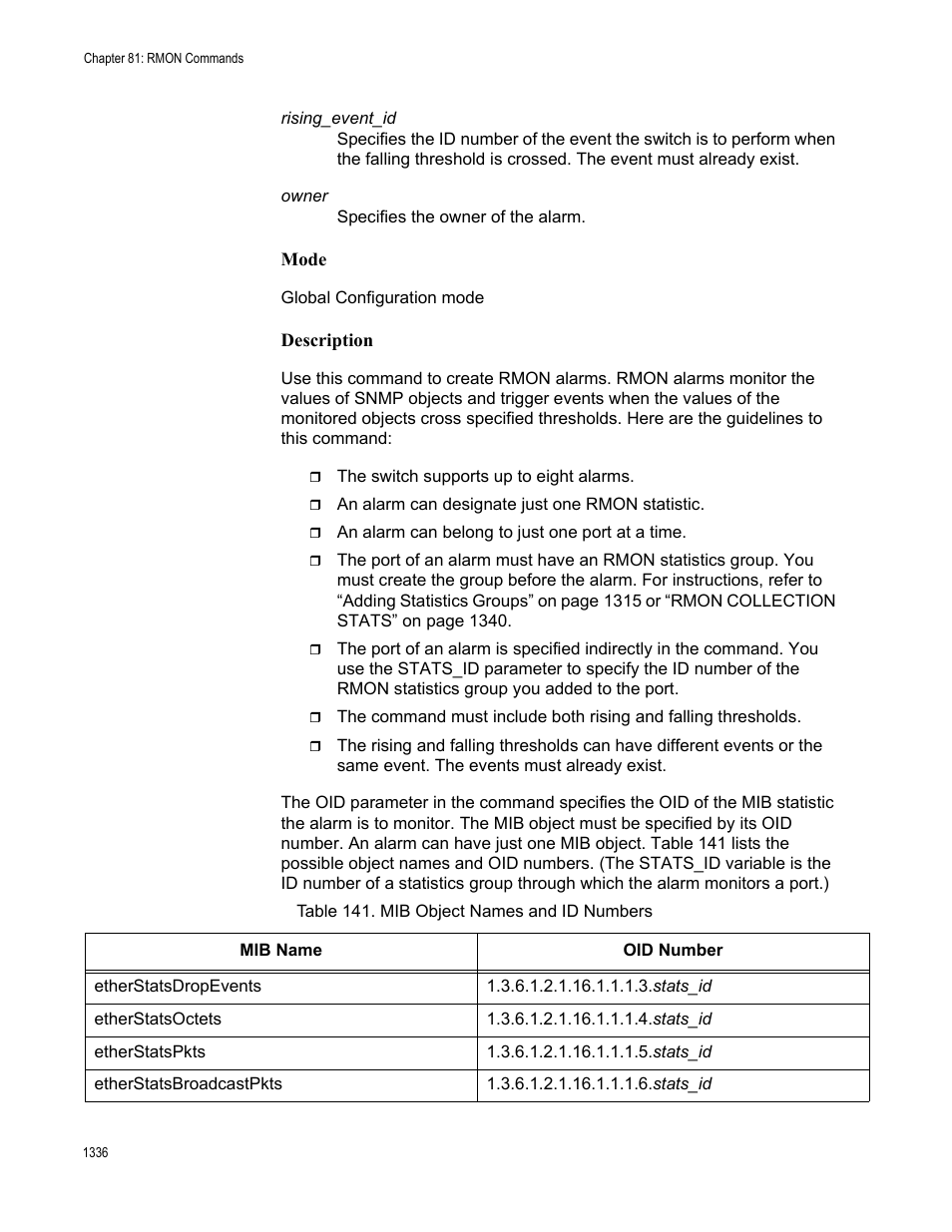 Table 141. mib object names and id numbers 6 | Allied Telesis AT-FS970M Series User Manual | Page 1336 / 1938