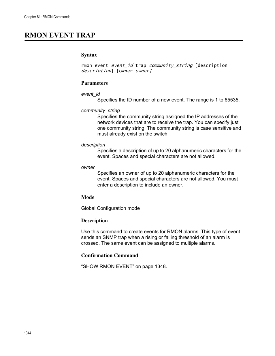 Rmon event trap 4, Rmon event trap | Allied Telesis AT-FS970M Series User Manual | Page 1344 / 1938