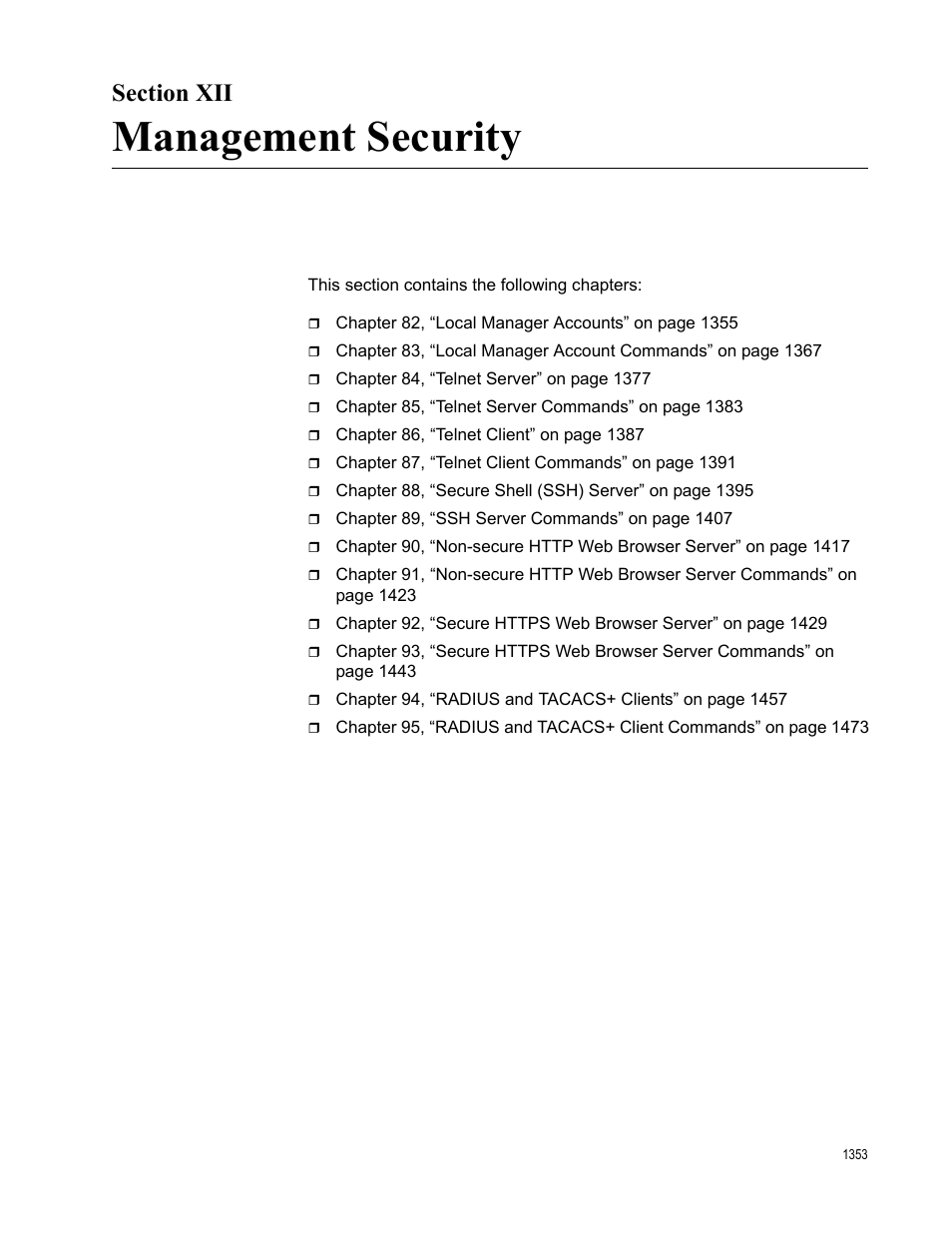 Section xii, Management security | Allied Telesis AT-FS970M Series User Manual | Page 1353 / 1938