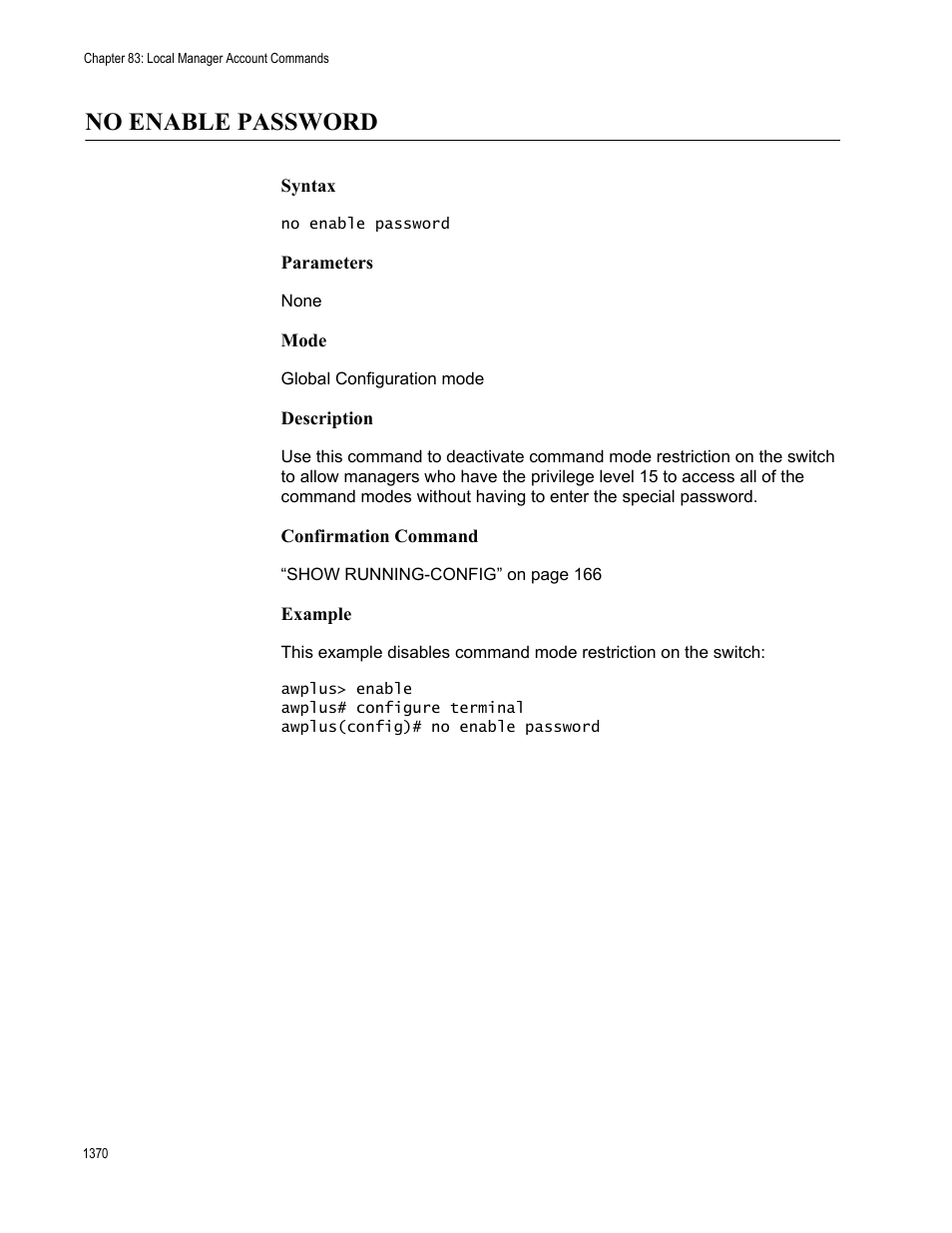 No enable password 0, No enable password | Allied Telesis AT-FS970M Series User Manual | Page 1370 / 1938