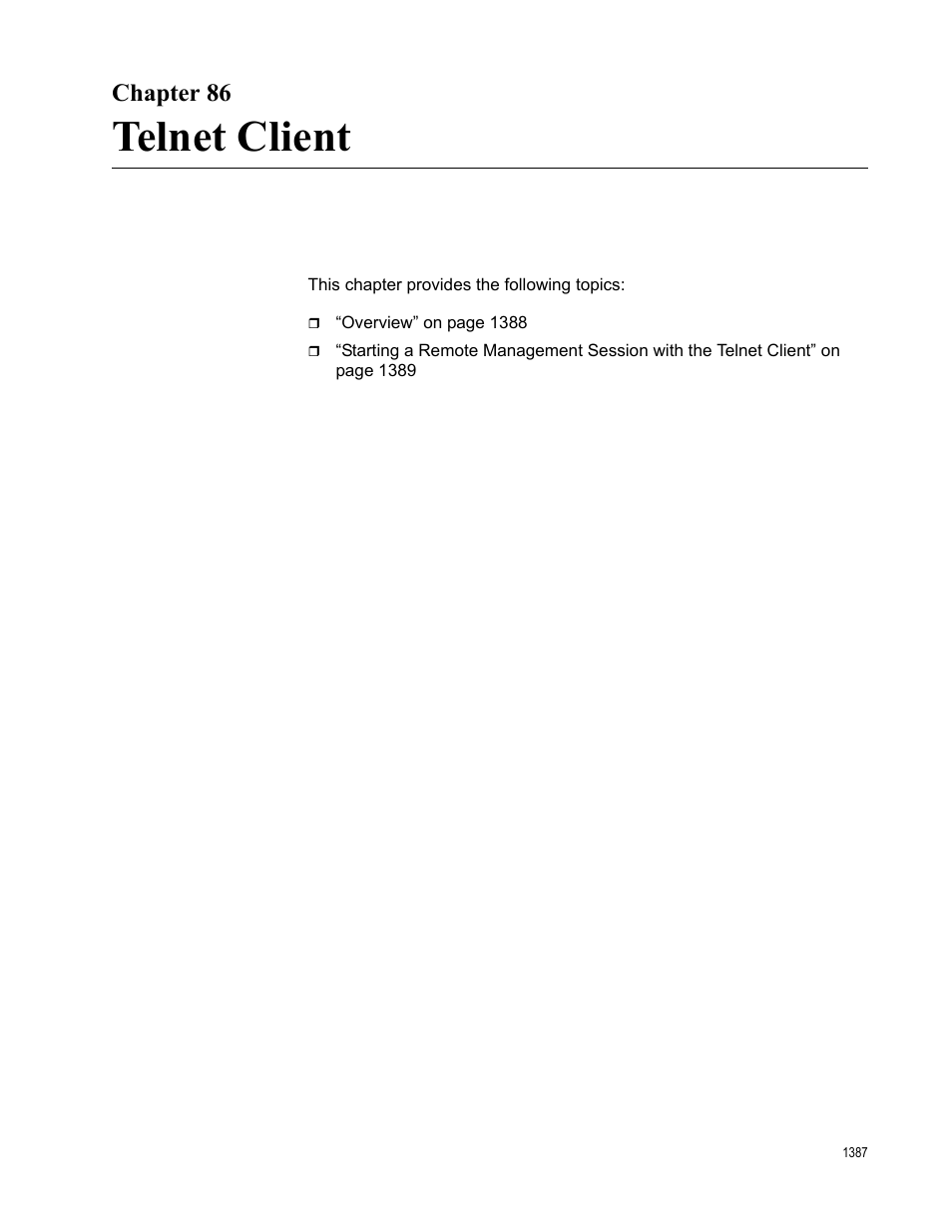 Chapter 86, Telnet client | Allied Telesis AT-FS970M Series User Manual | Page 1387 / 1938