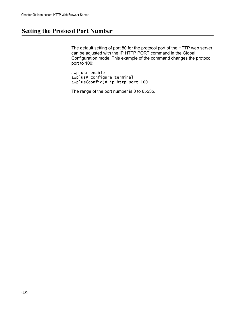 Setting the protocol port number 0, Setting the protocol port number | Allied Telesis AT-FS970M Series User Manual | Page 1420 / 1938