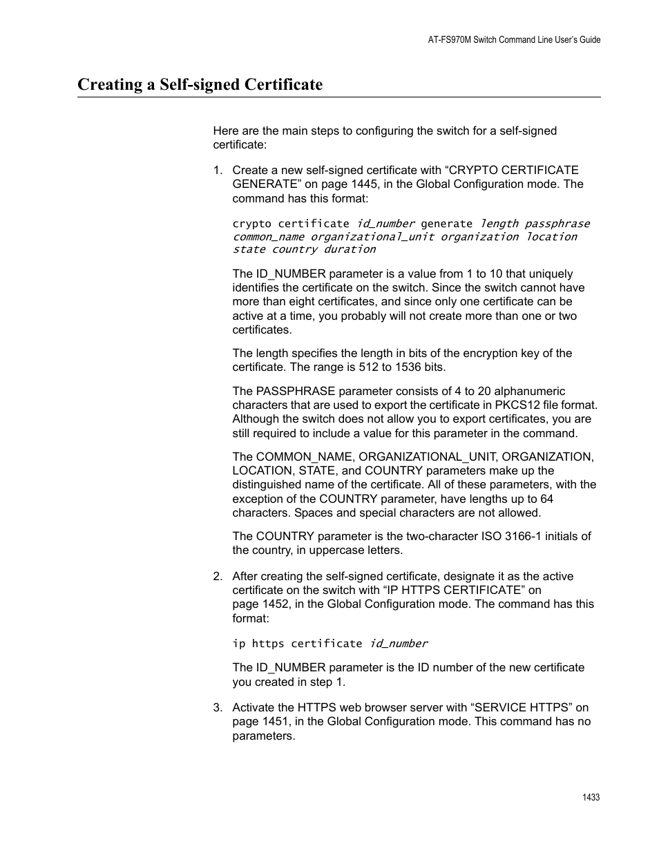 Creating a self-signed certificate 3, Creating a self-signed certificate | Allied Telesis AT-FS970M Series User Manual | Page 1433 / 1938