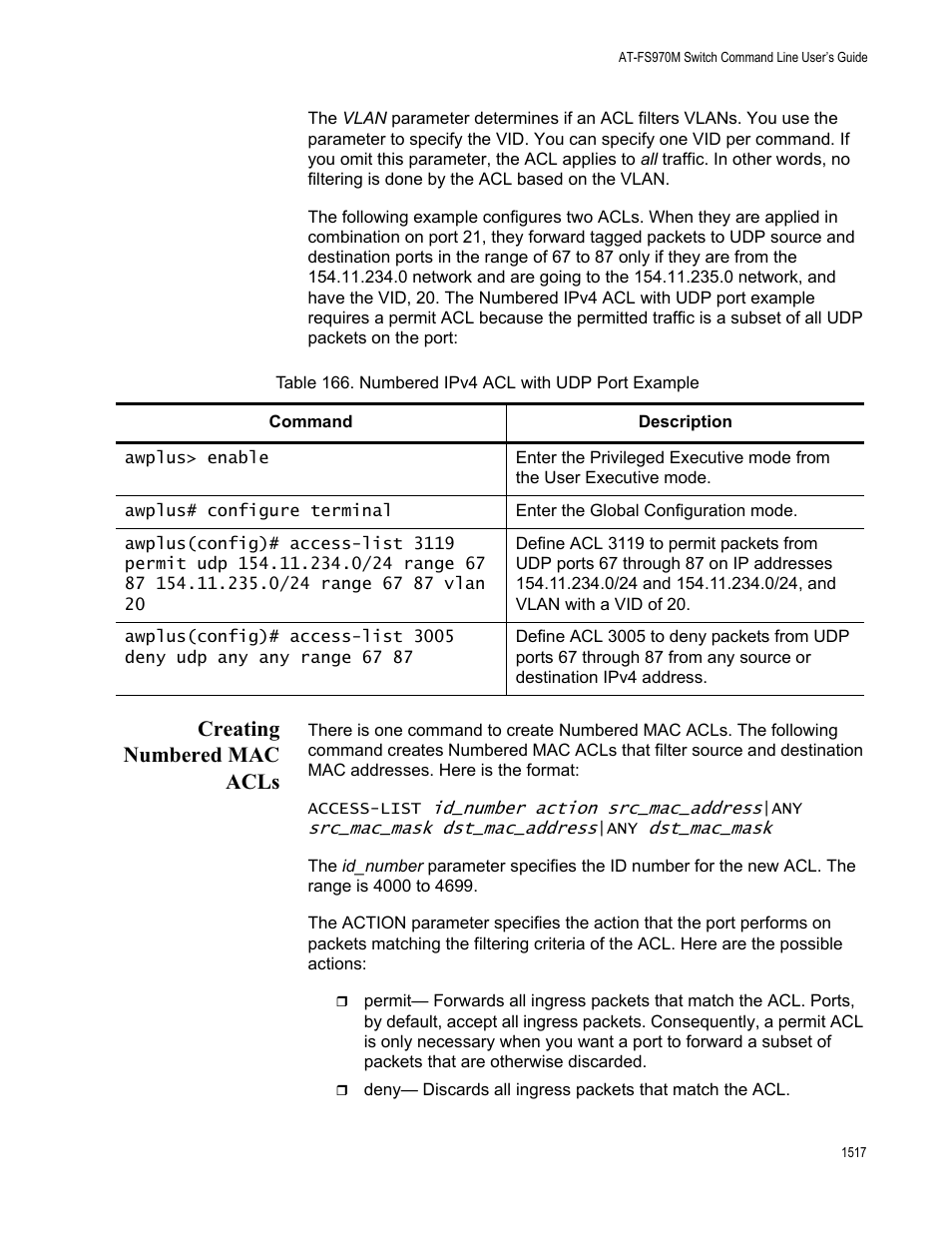 Creating numbered mac acls 7, Creating numbered mac acls | Allied Telesis AT-FS970M Series User Manual | Page 1517 / 1938