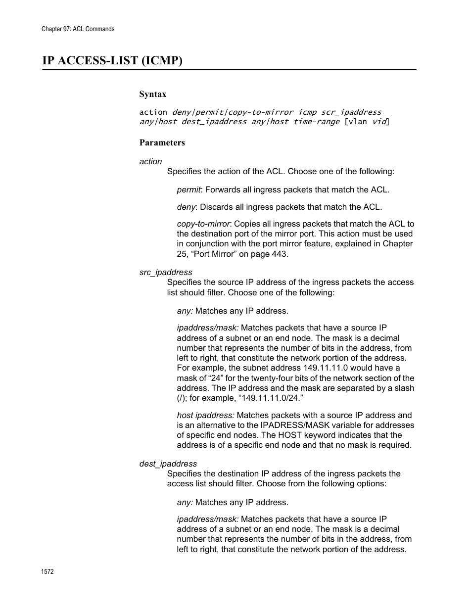 Ip access-list (icmp) 2, Ip access-list (icmp) | Allied Telesis AT-FS970M Series User Manual | Page 1572 / 1938