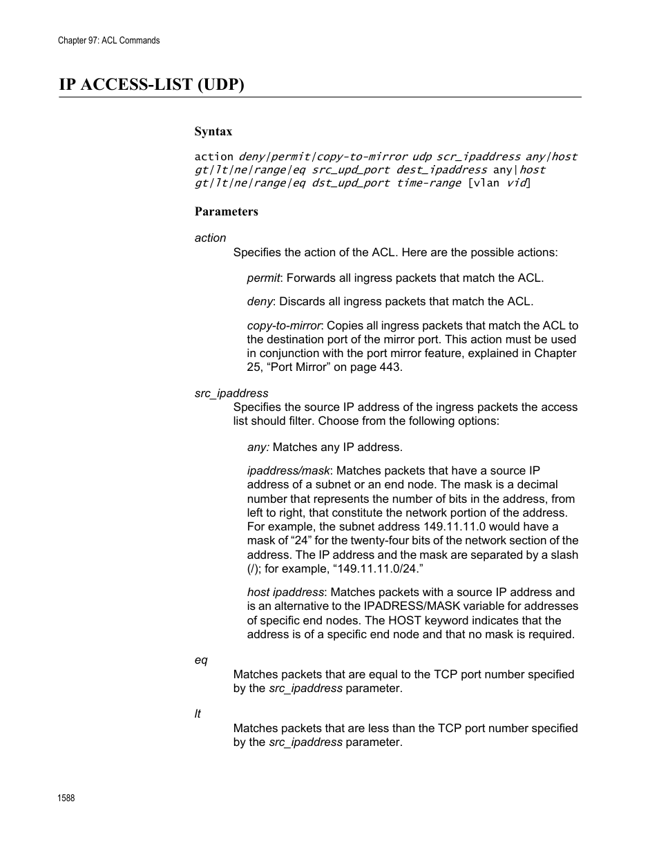 Ip access-list (udp) 8, Ip access-list (udp) | Allied Telesis AT-FS970M Series User Manual | Page 1588 / 1938