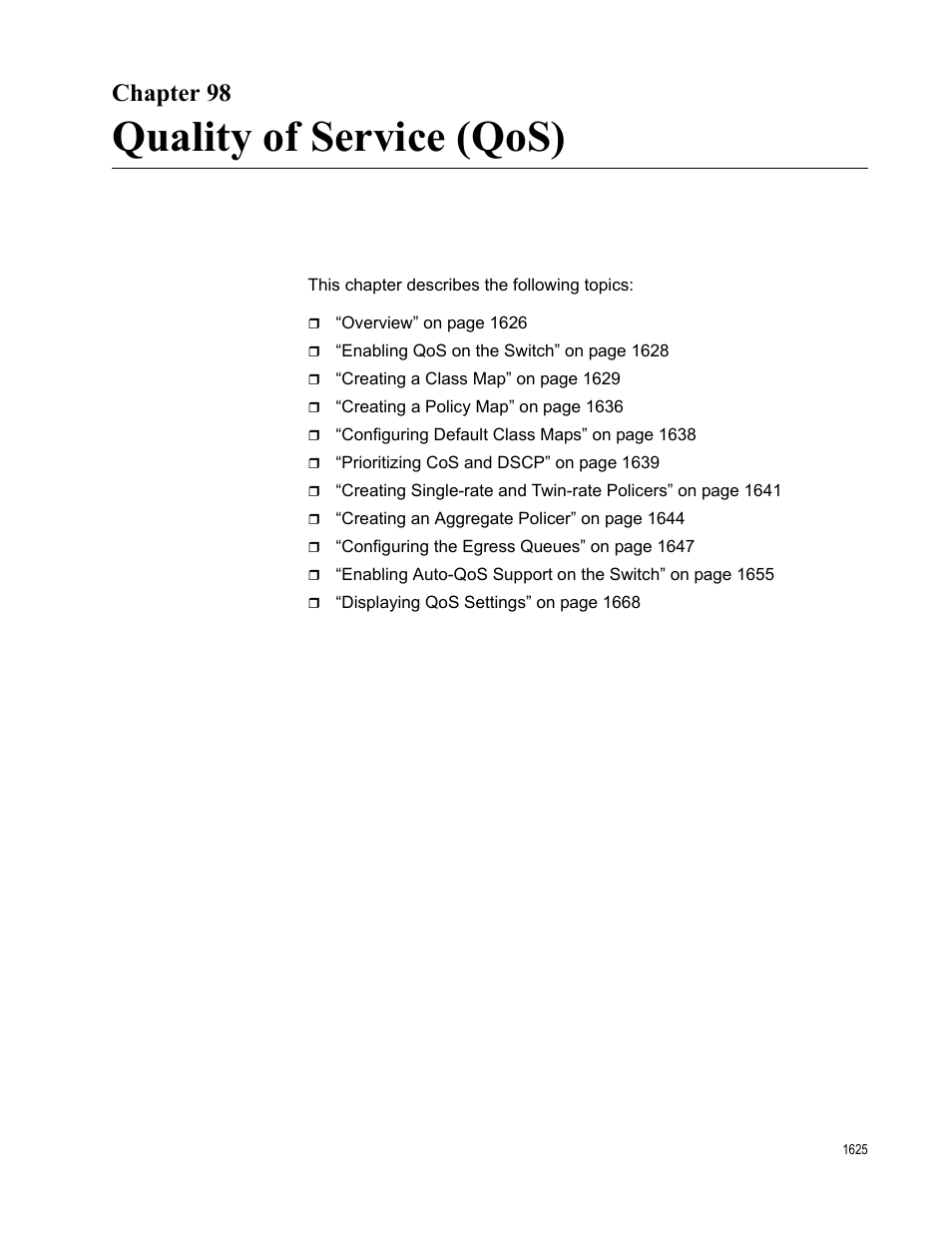 Chapter 98, Quality of service (qos) | Allied Telesis AT-FS970M Series User Manual | Page 1625 / 1938