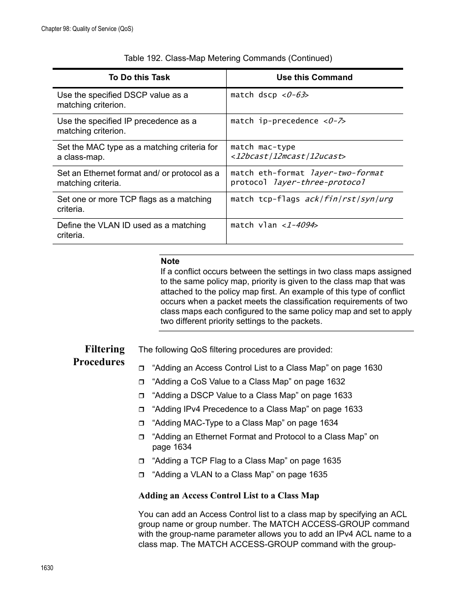 Filtering procedures 0, Filtering procedures | Allied Telesis AT-FS970M Series User Manual | Page 1630 / 1938