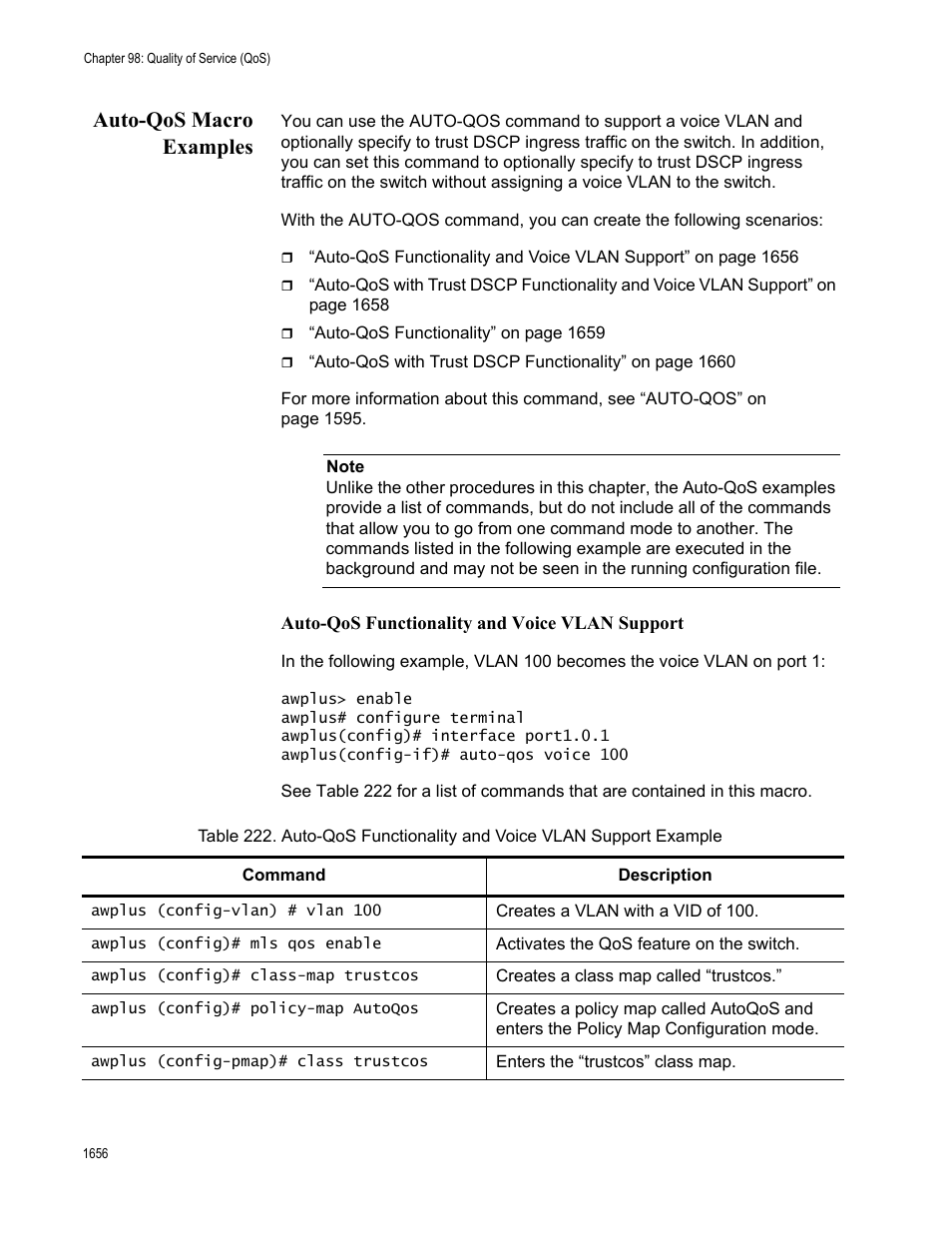 Auto-qos macro examples 6, Auto-qos macro examples | Allied Telesis AT-FS970M Series User Manual | Page 1656 / 1938