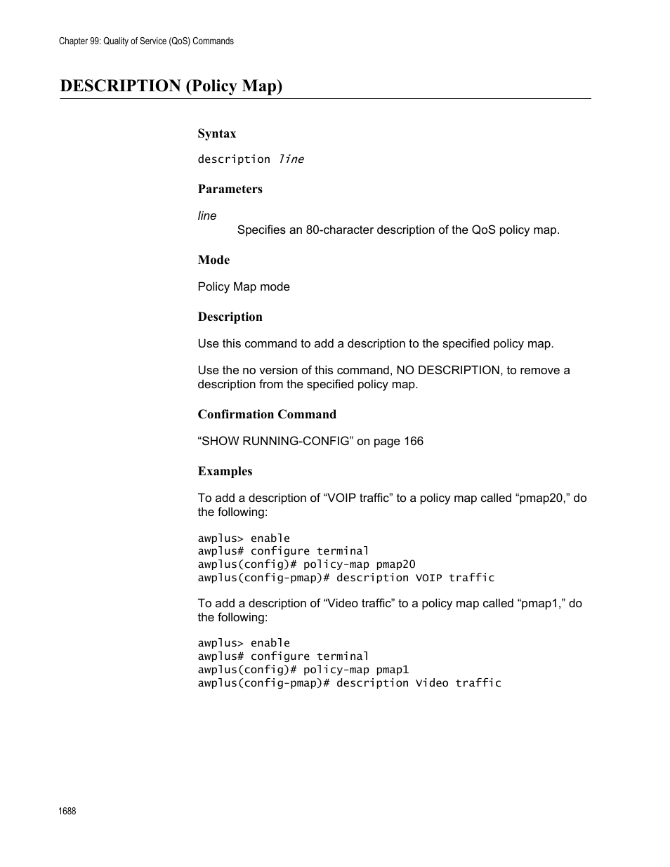 Description (policy map) 8, Description (policy map) | Allied Telesis AT-FS970M Series User Manual | Page 1688 / 1938