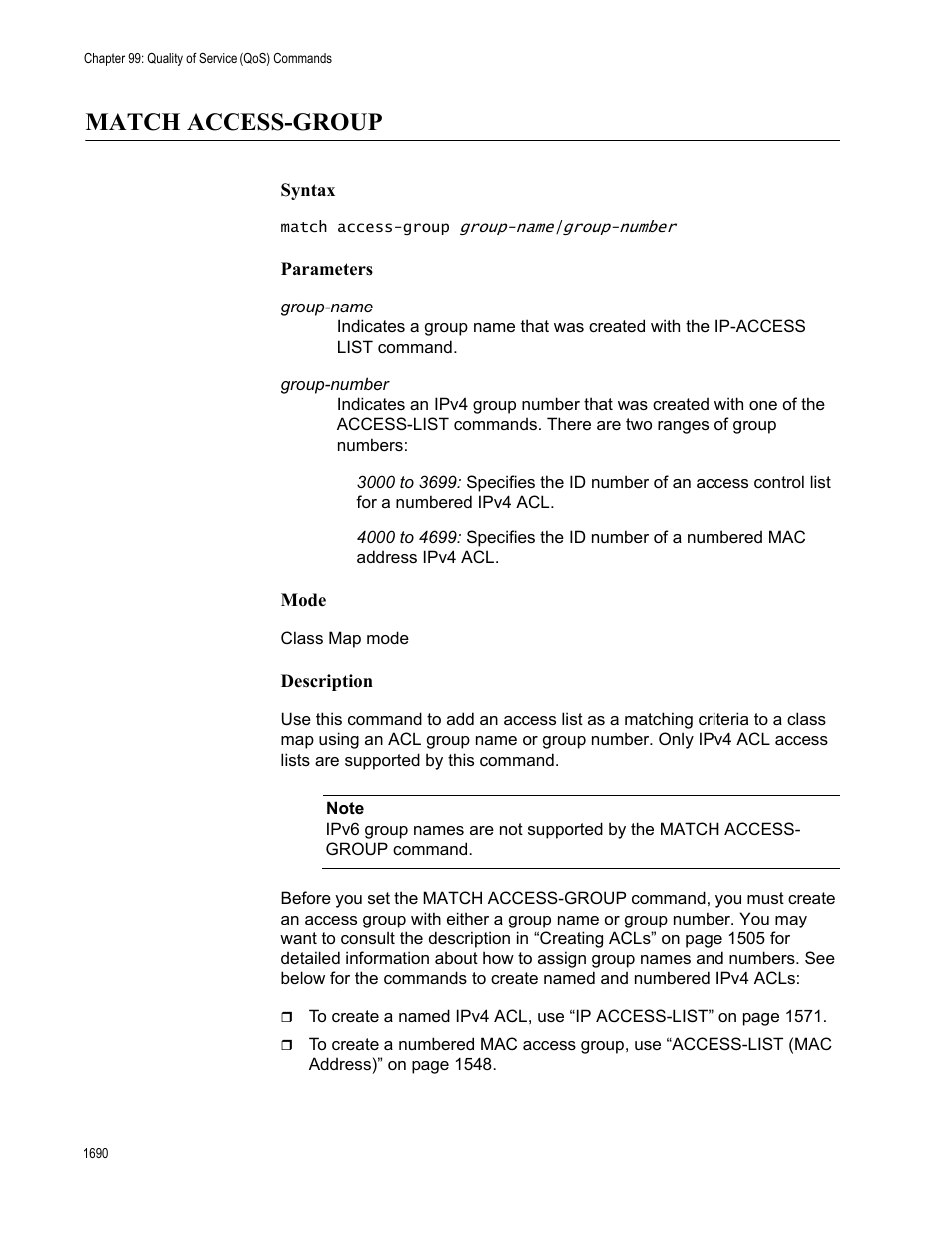 Match access-group 0, Match access-group | Allied Telesis AT-FS970M Series User Manual | Page 1690 / 1938