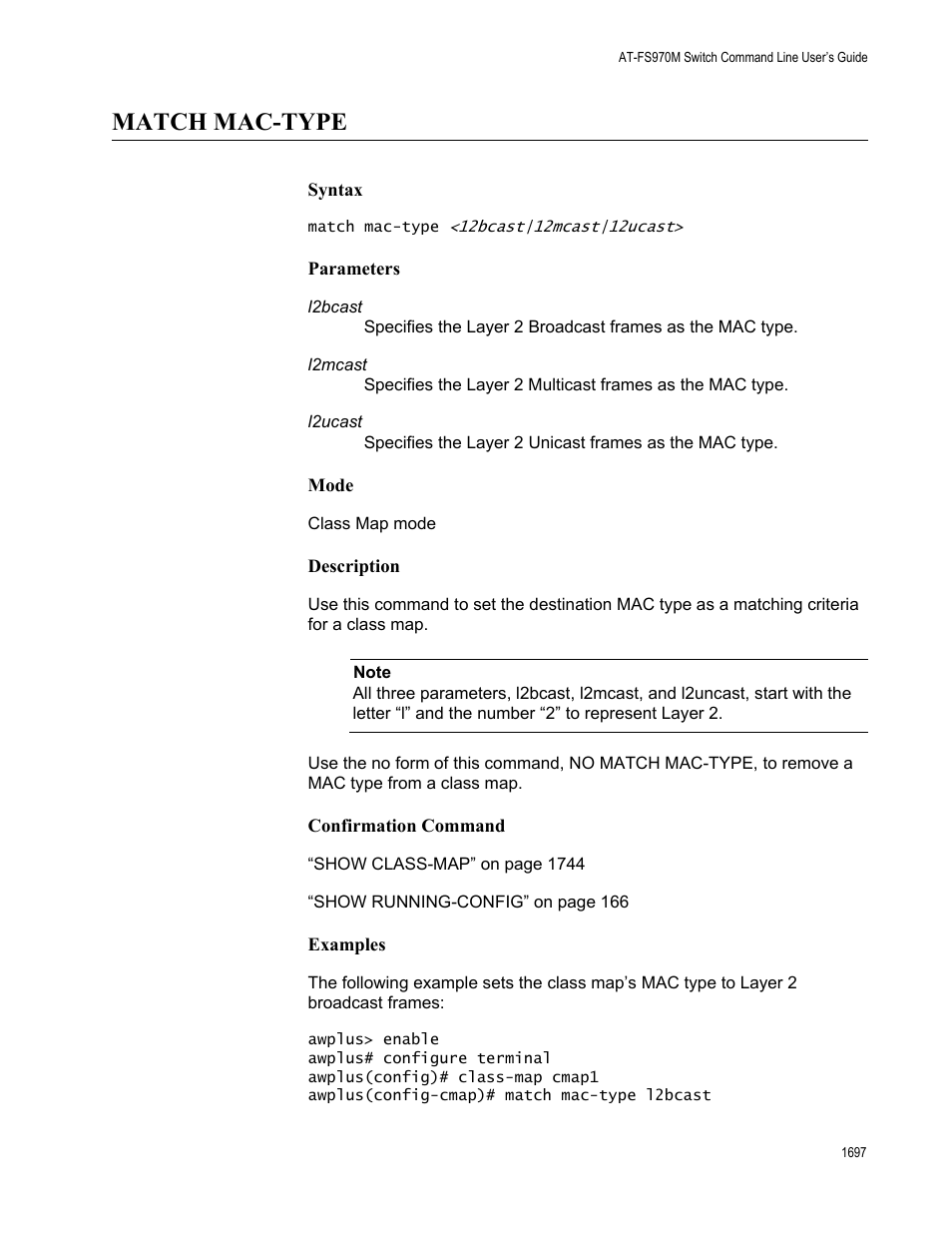 Match mac-type 7, Match mac-type | Allied Telesis AT-FS970M Series User Manual | Page 1697 / 1938