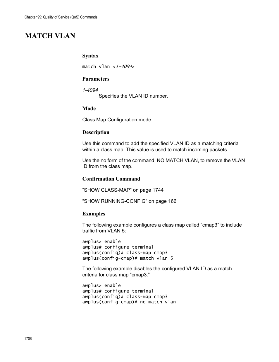 Match vlan 6, Match vlan | Allied Telesis AT-FS970M Series User Manual | Page 1706 / 1938