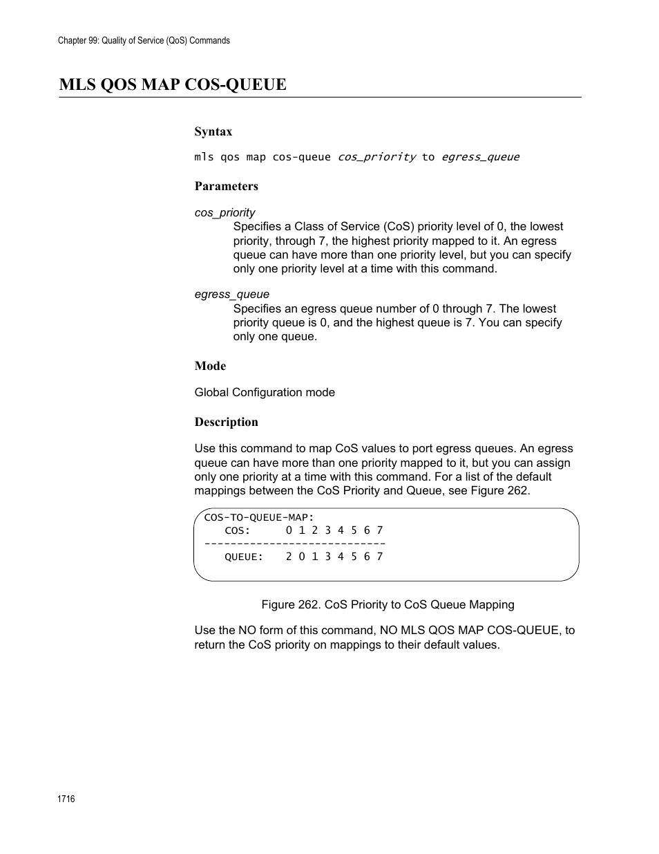 Mls qos map cos-queue 6, Figure 262. cos priority to cos queue mapping 6, Mls qos map cos-queue | Allied Telesis AT-FS970M Series User Manual | Page 1716 / 1938