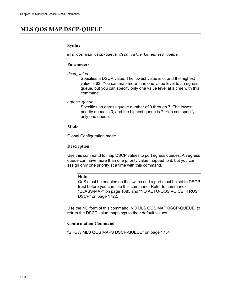 Mls qos map dscp-queue 8, Mls qos map dscp-queue | Allied Telesis AT-FS970M Series User Manual | Page 1718 / 1938