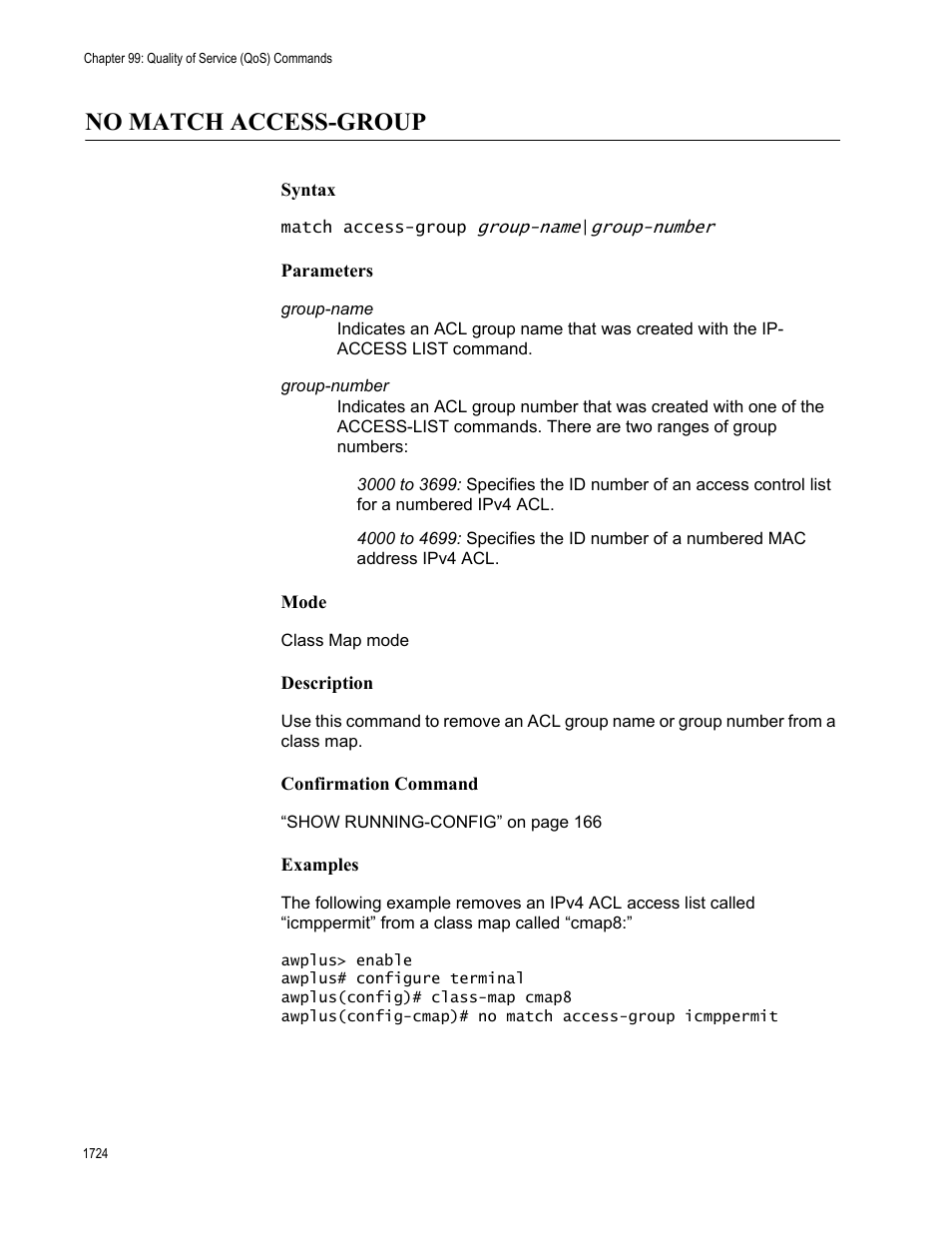 No match access-group 4, No match access-group | Allied Telesis AT-FS970M Series User Manual | Page 1724 / 1938