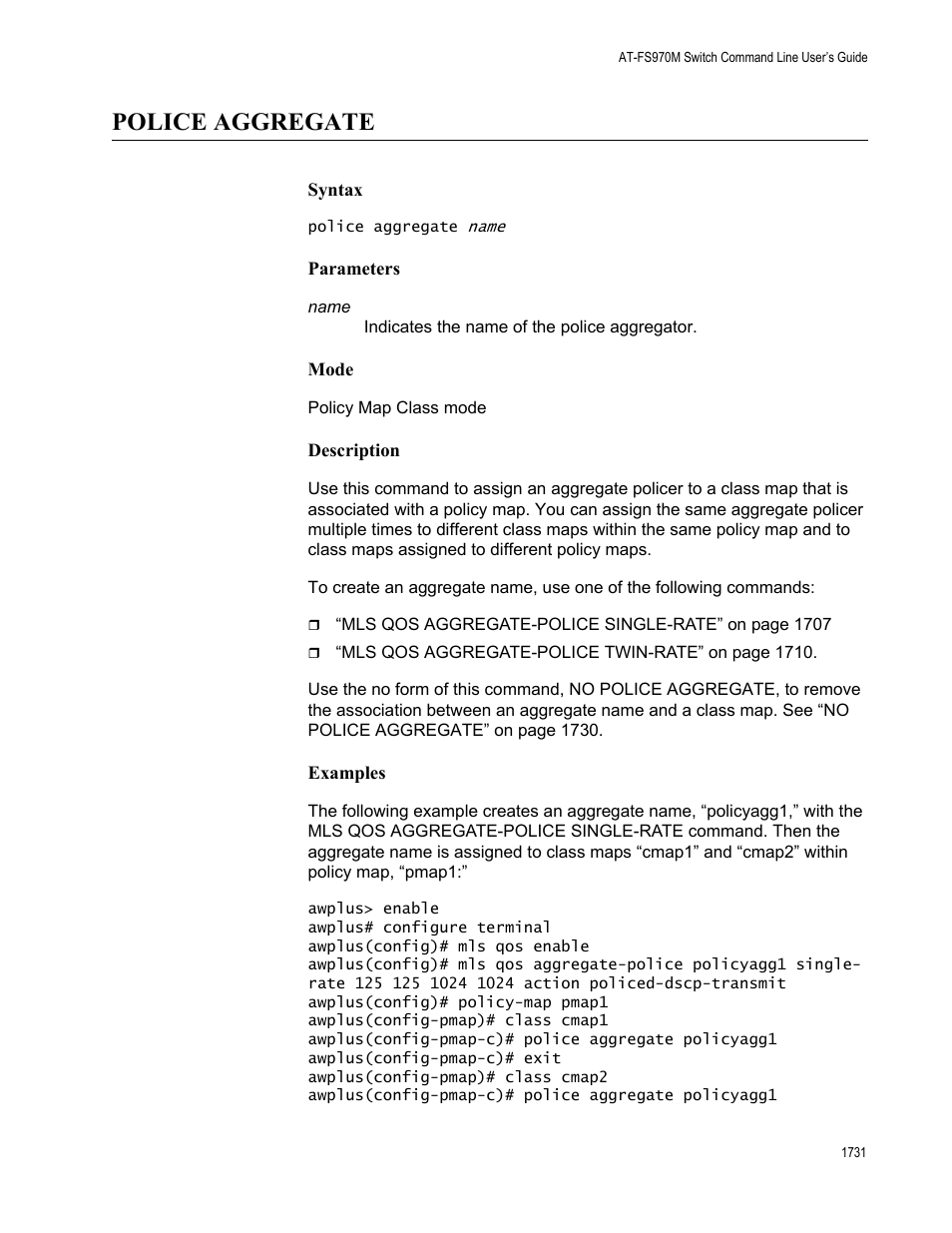 Police aggregate 1, Police aggregate | Allied Telesis AT-FS970M Series User Manual | Page 1731 / 1938