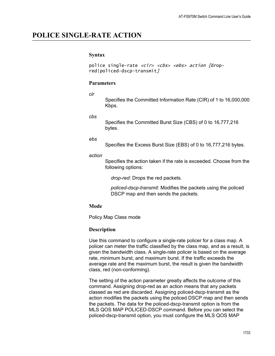 Police single-rate action 3, Police single-rate action | Allied Telesis AT-FS970M Series User Manual | Page 1733 / 1938