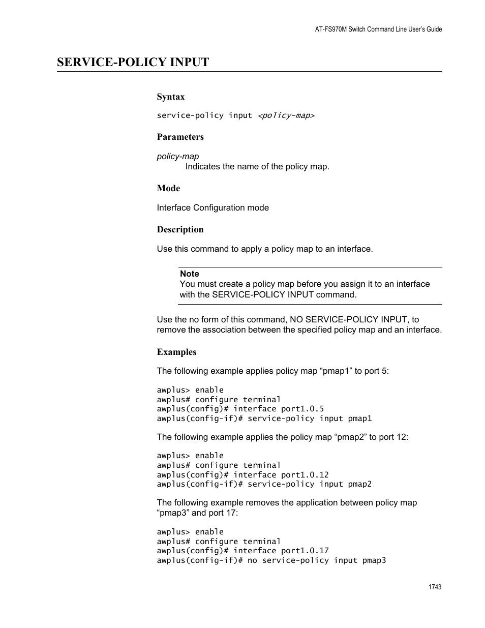 Service-policy input 3, Service-policy input | Allied Telesis AT-FS970M Series User Manual | Page 1743 / 1938