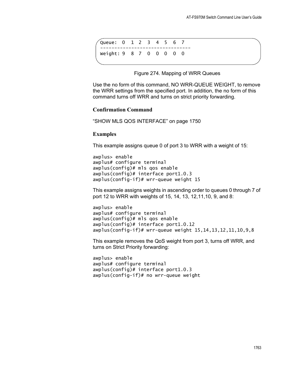 Figure 274. mapping of wrr queues 3 | Allied Telesis AT-FS970M Series User Manual | Page 1763 / 1938