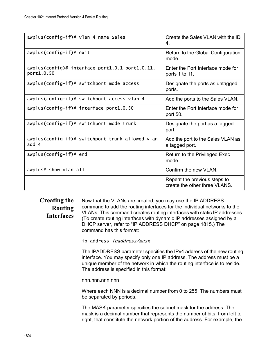 Creating the routing interfaces 4, Creating the routing interfaces | Allied Telesis AT-FS970M Series User Manual | Page 1804 / 1938