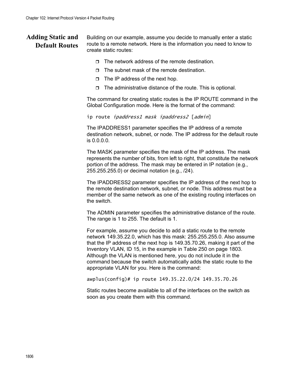 Adding static and default routes 6, Adding static and default routes | Allied Telesis AT-FS970M Series User Manual | Page 1806 / 1938