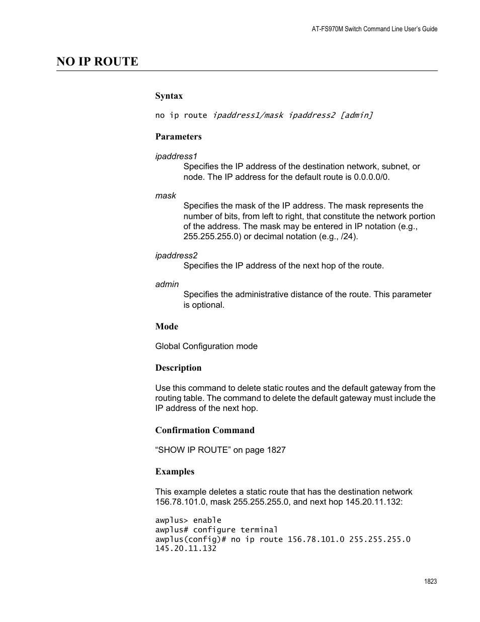 No ip route 3, No ip route | Allied Telesis AT-FS970M Series User Manual | Page 1823 / 1938