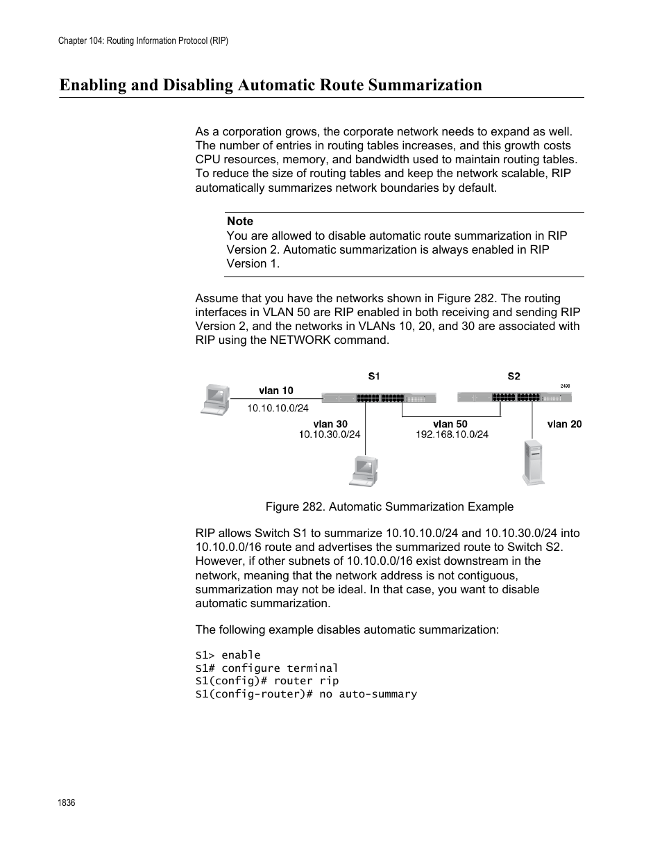 Figure 282. automatic summarization example 6 | Allied Telesis AT-FS970M Series User Manual | Page 1836 / 1938