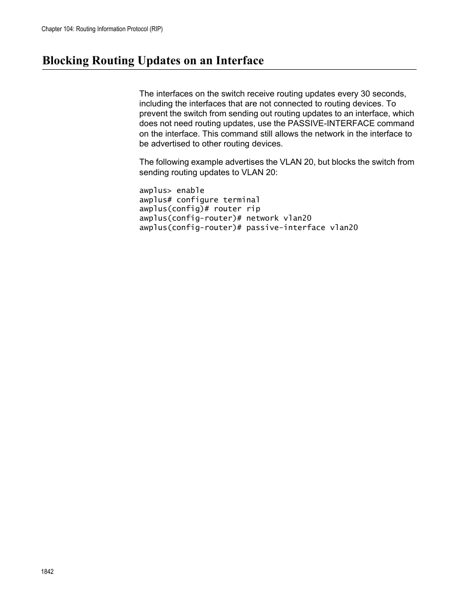 Blocking routing updates on an interface 2, Blocking routing updates on an interface | Allied Telesis AT-FS970M Series User Manual | Page 1842 / 1938