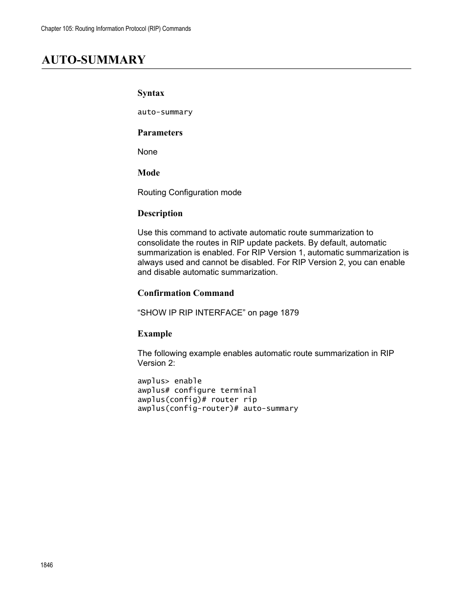 Auto-summary 6, Auto-summary | Allied Telesis AT-FS970M Series User Manual | Page 1846 / 1938
