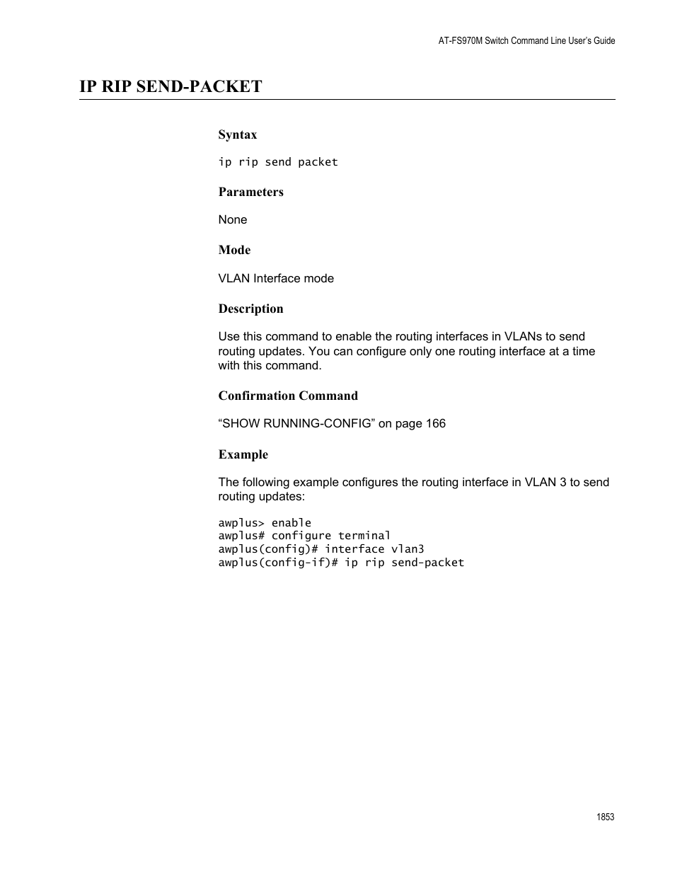 Ip rip send-packet 3, Ip rip send-packet | Allied Telesis AT-FS970M Series User Manual | Page 1853 / 1938