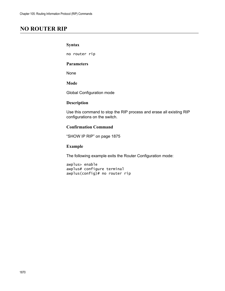 No router rip 0, No router rip | Allied Telesis AT-FS970M Series User Manual | Page 1870 / 1938