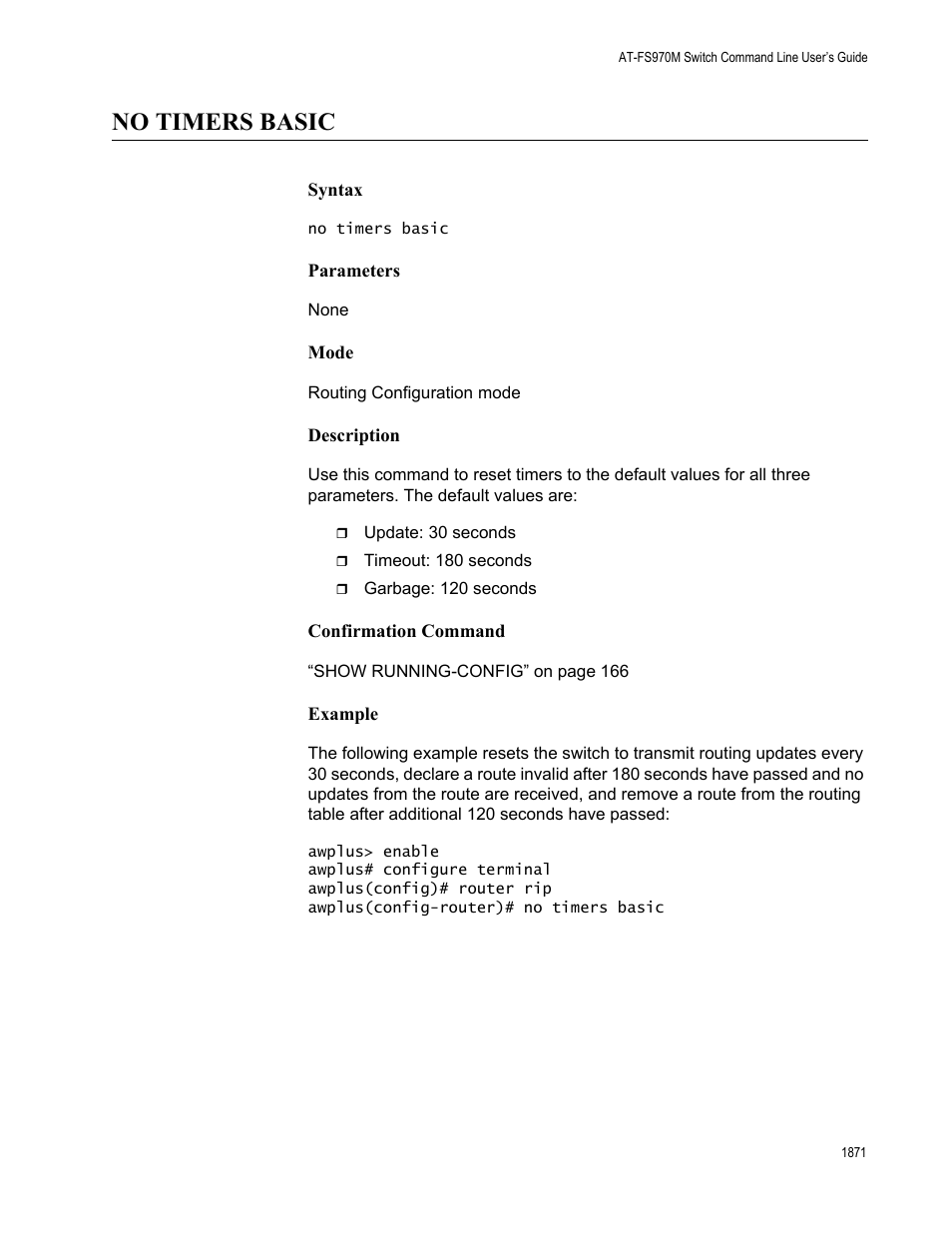 No timers basic 1, No timers basic | Allied Telesis AT-FS970M Series User Manual | Page 1871 / 1938