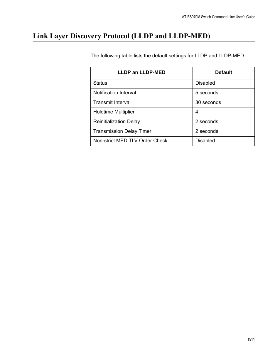 Link layer discovery protocol (lldp and lldp-med) | Allied Telesis AT-FS970M Series User Manual | Page 1911 / 1938
