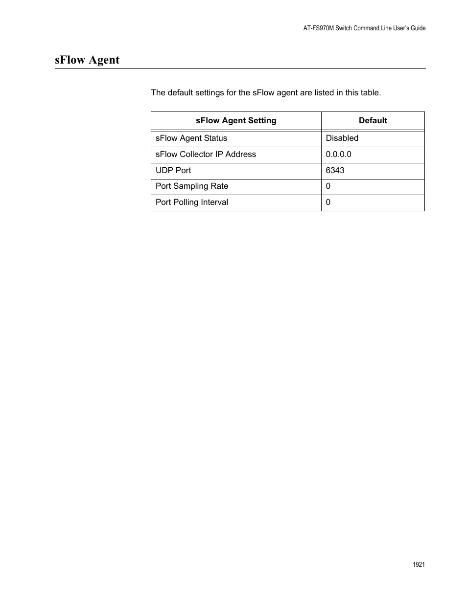 Sflow agent 1, Sflow agent | Allied Telesis AT-FS970M Series User Manual | Page 1921 / 1938