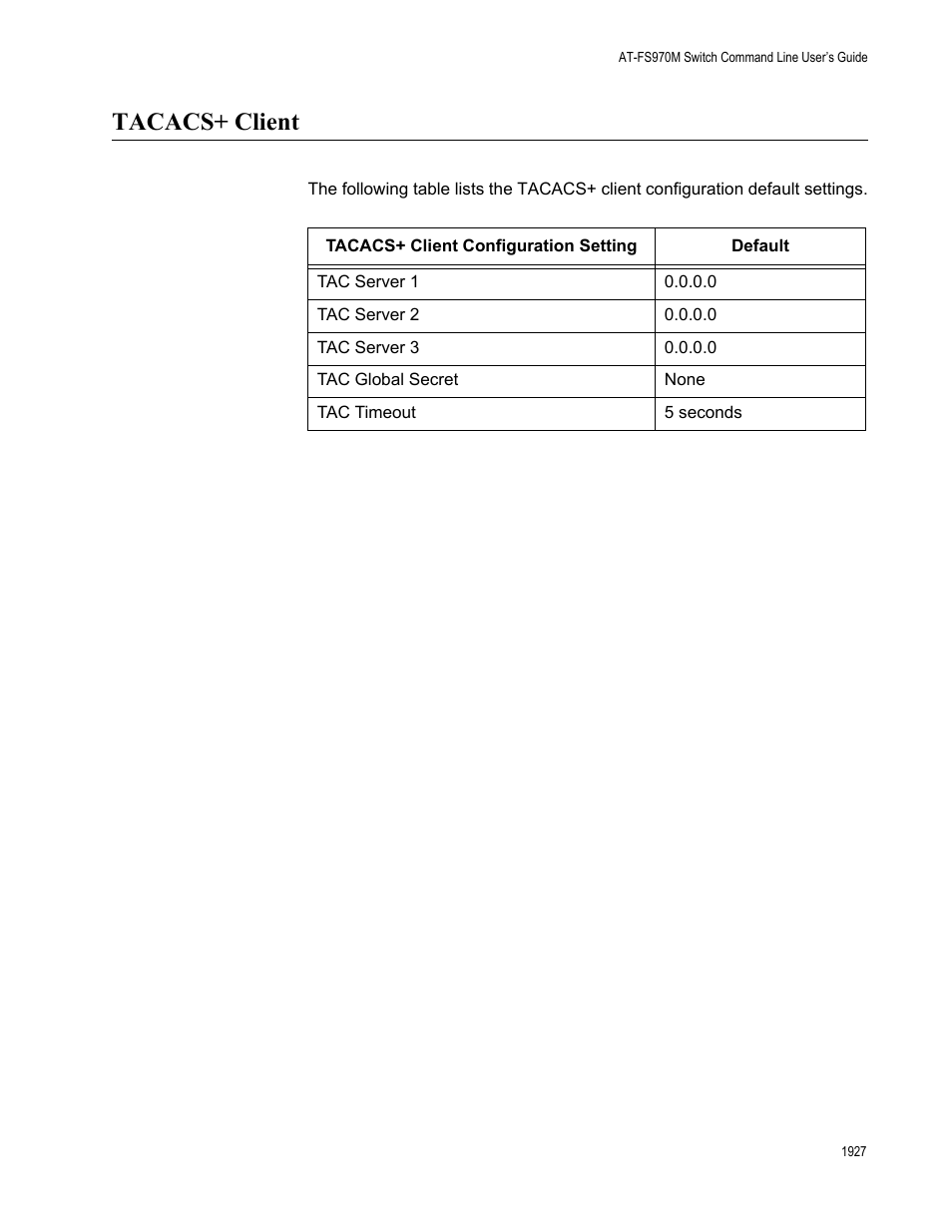 Tacacs+ client 7, Tacacs+ client | Allied Telesis AT-FS970M Series User Manual | Page 1927 / 1938